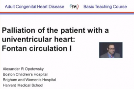 Fontan circulation I: palliation of the patient with a univentricular heart-ACHD Basic Lecture Series: Cyanotic Lesions: 4h.- Presented by A. Opotowsk